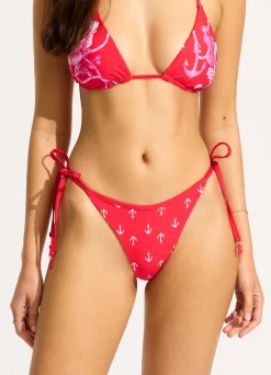 Seafolly Ahoy Reversible Tie Side Rio Bikini Bottom - | High Cut|High Cut