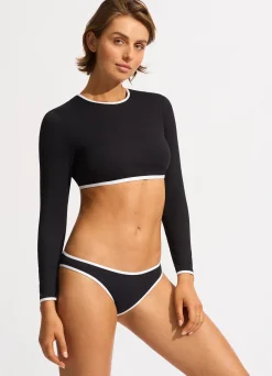Seafolly Beach Bound Cropped Long Sleeve Rashie - | Bikinis|Rash Vests