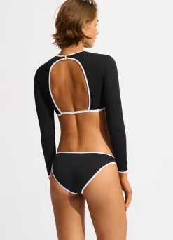 Seafolly Beach Bound Cropped Long Sleeve Rashie - | Bikinis|Rash Vests