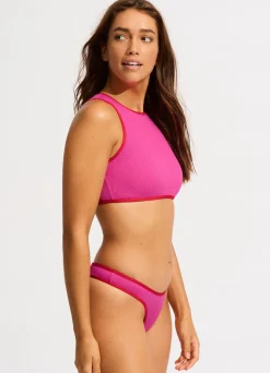 Seafolly Beach Bound Scoop High Cut Bikini Bottom - | High Cut|High Cut