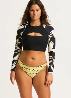 Seafolly Birds Of Paradise Cropped Long Sleeve Rashvest - | Rash Vests|Rash Vests