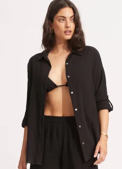 Seafolly Classic Beach Shirt - | Tops