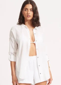 Seafolly Classic Beach Shirt - | Tops