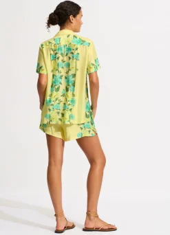Seafolly Garden Party Short Sleeve Shirt - Lime Light| Tops