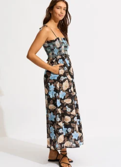 Seafolly Garden Party Smocking Midi Dress - | Beach Dresses