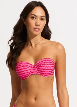 Seafolly Mesh Effect Bustier Bikini Top - | Underwire|Underwire