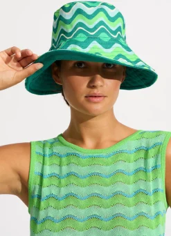 Seafolly Neue Wave Reversible Buckethat - | Beach Hats