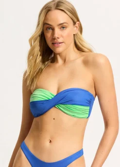 Seafolly Rio Colour Block Twist Bandeau Bikini Top - | Bikinis|Bandeau