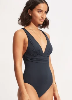 Seafolly Collective Cross Back One Piece - | V Neck|V Neck