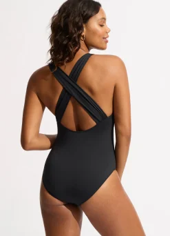 Seafolly Collective Cross Back One Piece - | V Neck|V Neck
