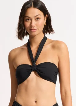 Seafolly Collective Sash Tie Front Bandeau Bikini Top - | Bandeau|Bandeau