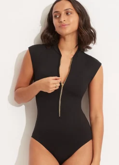 Seafolly Collective Zip Front One Piece - | Black One Pieces|Black One Pieces