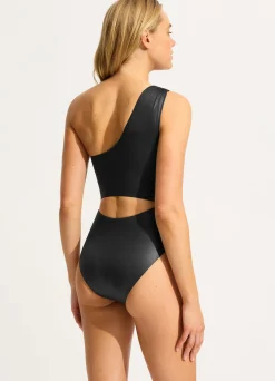 Seafolly Soleil One Shoulder One Piece - | Black One Pieces|Black One Pieces