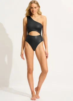 Seafolly Soleil One Shoulder One Piece - | Black One Pieces|Black One Pieces