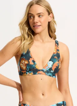 Seafolly Spring Festival Longline Triangle Bikini Top - | Bikinis|Triangle