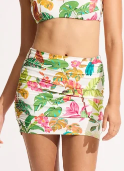 Seafolly Tropica Ruched Side Pull-on Skirt - | Skirts & Sarongs