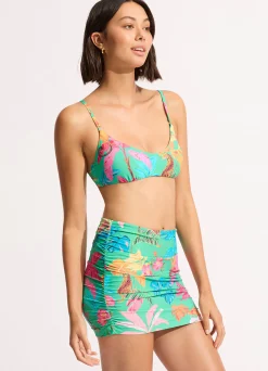 Seafolly Tropica Ruched Side Pull-on Skirt - | Skirts & Sarongs
