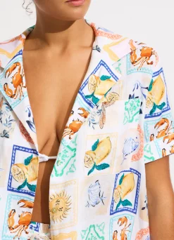 Seafolly Wish You Were Here Short Sleeve Shirt - | Tops